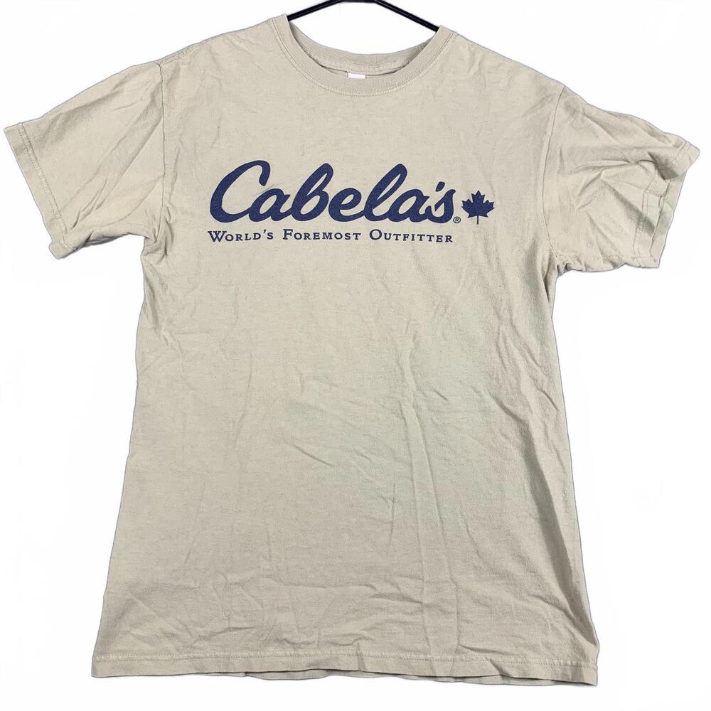Cabelas Worlds Foremost Outfitter Mens Size M Beige T-Shirt